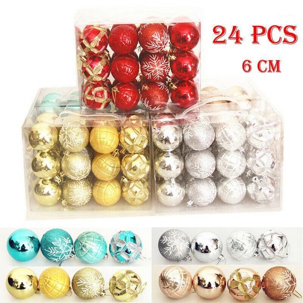 

24pcs 60mm glitter christmas baubles xmas tree ornament ball christmas decor 5 colors1