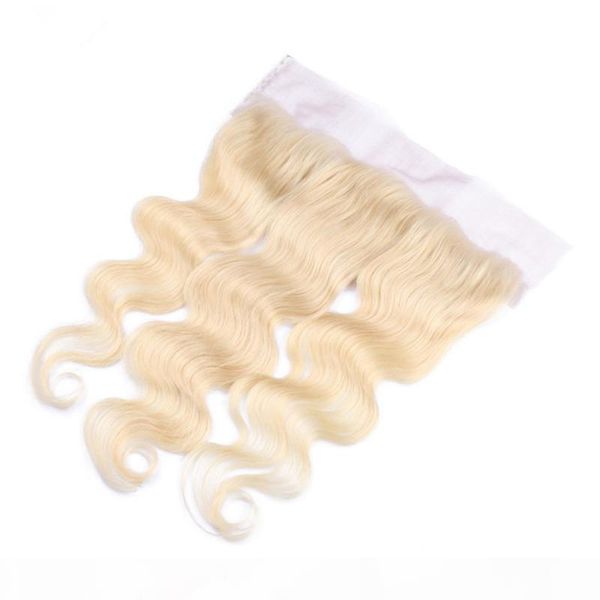 

body wave wavy brazilian blonde virgin human hair 13x4 full lace frontal closure #613 bleach blonde ear to ear lace frontal bleached knots, Black;brown