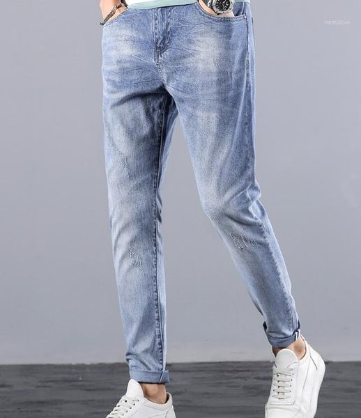 

2020 new spring autumn casual jeans men distressed jeans mens pants 90611, Blue