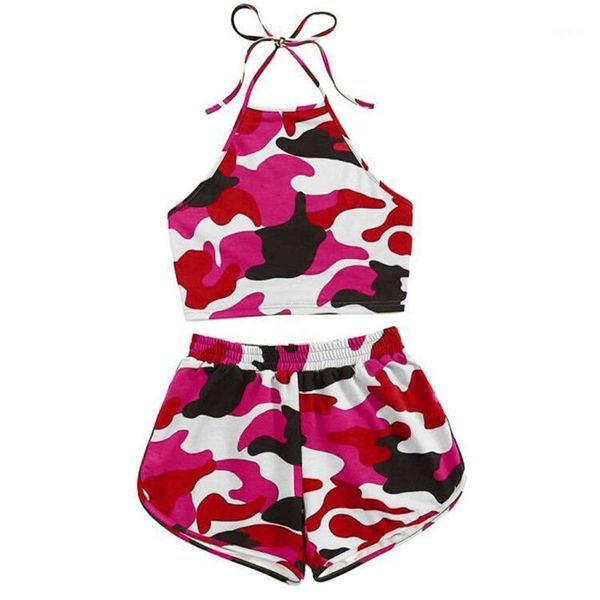 

gym clothing 2pcs womens camouflage tracksuits set strappy wear ladies shorts plus size tracksuit women 2 piece suits sports#31, White;black