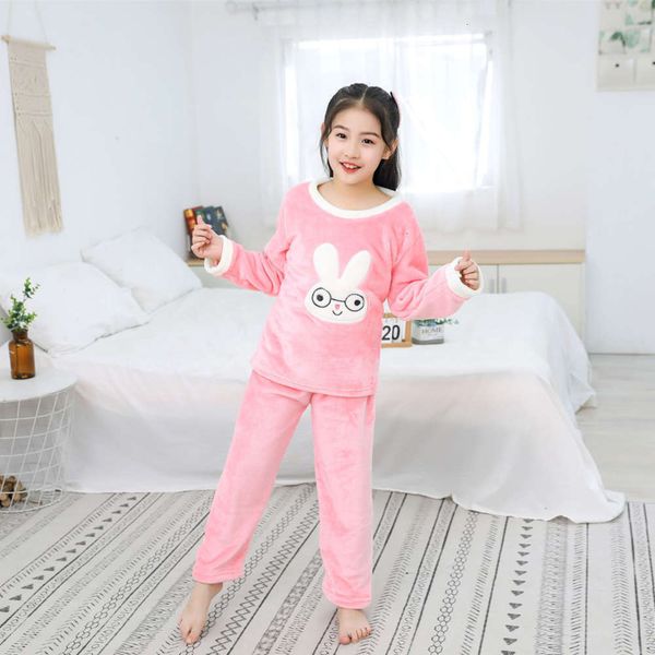 

boys flannel suit girls new embroidered warm pajamas for autumn and winter75ix, Blue;red