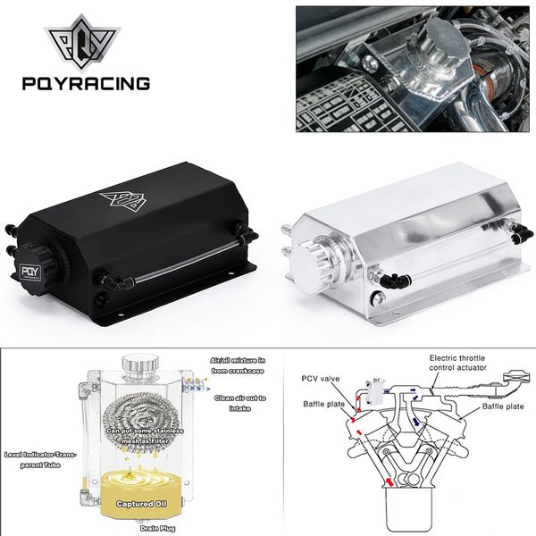 PQY – Universal 2L Legierung Motoröl Kraftstoff Gas Catch Can Entlüftungstank Flasche Kühlmittel Kühler Überlauftank PQY-TK55