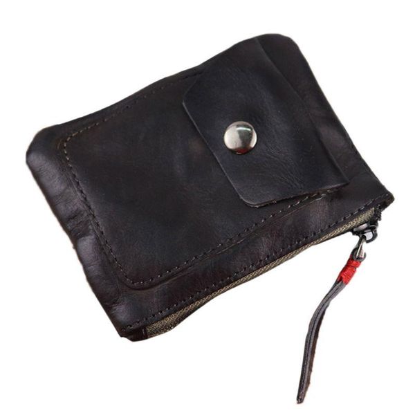 

wallets genuine leather coin purse vintage mini zipper case storage bag card holder pocket for men women x5xa, Red;black