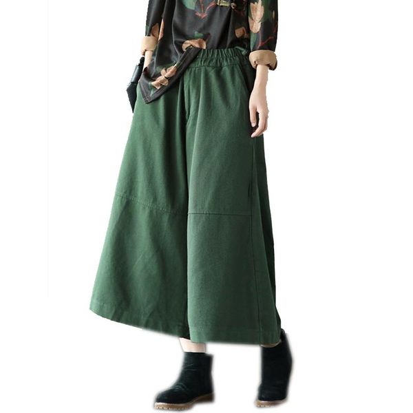 

women 100% cotton wide leg bottom pants solid big loose oversized female new elastic waist retro vintage a11281013, Blue