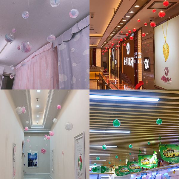 

2021 latest christmas shop layout transparent window creative ceiling hollow ball hanging decoration new