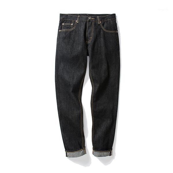 

men's washed jeans men's denim straight-leg pants casual jeans red ear tannin washed feet men1, Blue