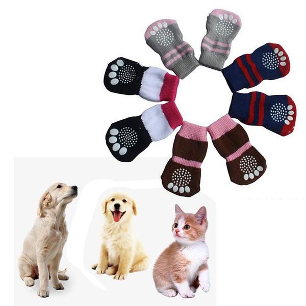 

dog apparel pet cotton socks with anti-slip bottom anti-scratch things random color