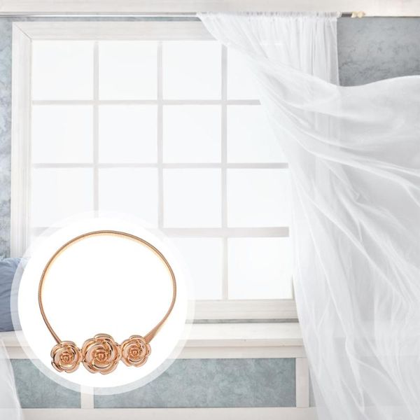 

curtain & drapes 1 pair rose shape buckles punch-for home office