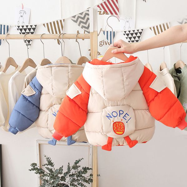 

down boy's jacket cartoon little feet children's winter cotton clothing 2020 new foreign style warmth, Blue;gray