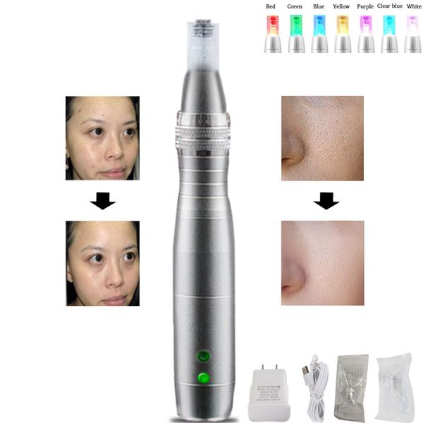

wireless 7 color led light derma pen ultima dermapen auto microneelde kit dr pen for anti acne scar reduce stretch for bb cream glow treat