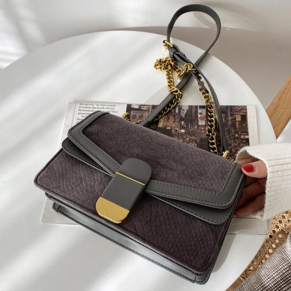 

крокодил шаблон площади crossbody мешок 2020 новое качество матовая кожа pu женские сумки конструктора цепи плеча сумка