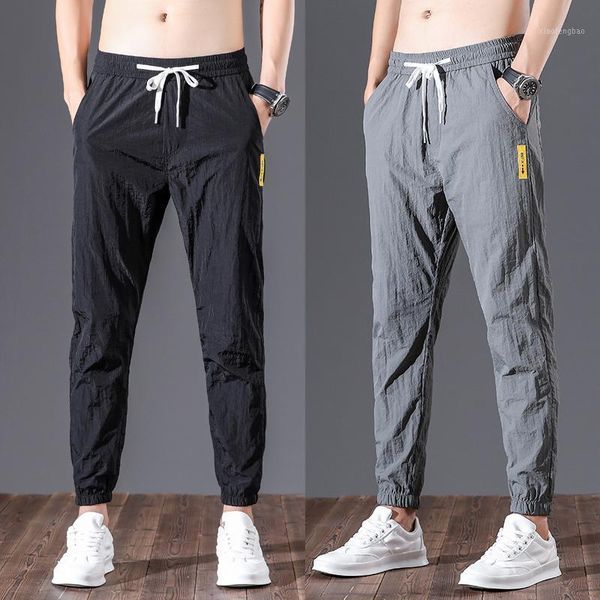 

kksky spring joggers pants men breathable pencil pants fashion streetwear trousers nylon oversized korean style men clothing1, Black
