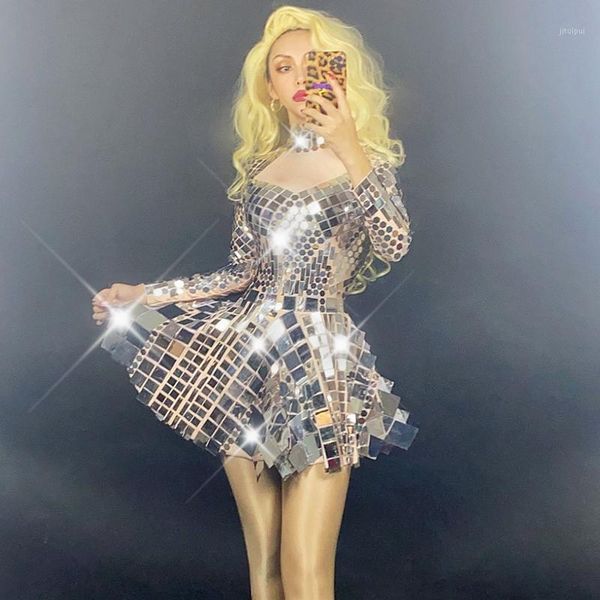 

shining silver sequined dress singer dancer stage costume women nightclub birthday party dresses club performance clothes1, Black;red