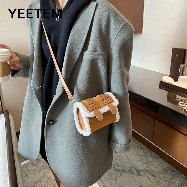 

autumn winter all-match messenger bag women's bag fashion shoulder messenger lamb wool yarn small square satchels