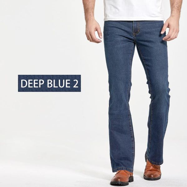 

mens boot jeans slightly flared slim fit blue black jeans classic male stretch denim fabric
