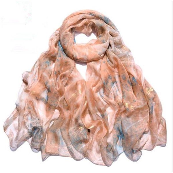 

summer flower silkworm handkerchief impression for women 100*200 cm, Blue;gray
