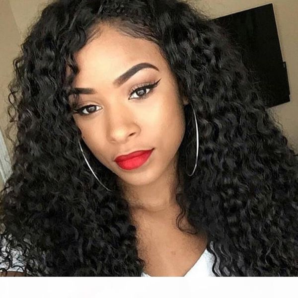 

curly lace front human hair wigs glueless preplucked unprocessed virgin brazillian curly full lace wig for black woman, Black;brown