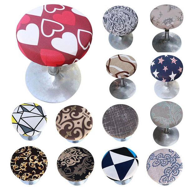 

round chair bar stool cover floral printed elastic wedding dining room seat proof banquet party office l stools protector