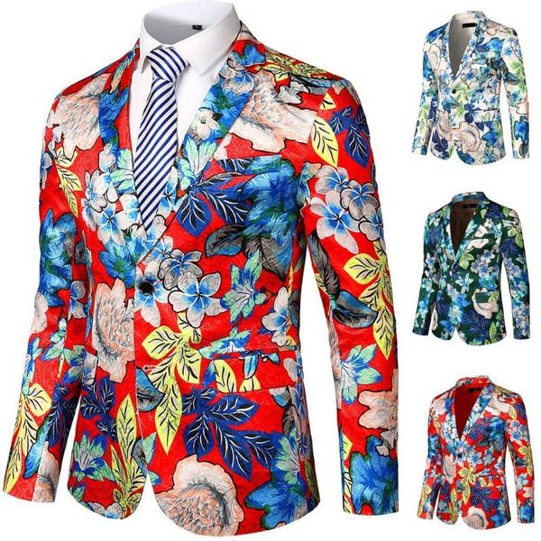 

men's suit floral man's blazer party west slim body flower jacket corner lapel sports jacket1, White;black