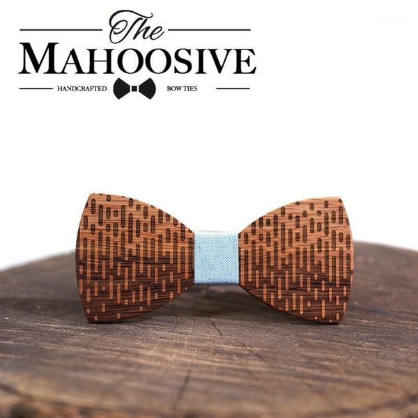 

mahoosive wood bow tie wedding decoration quality handmade ties for men waves pattern fashion geometric 12 cm1, Blue;purple