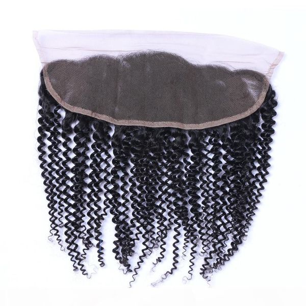 

brazilian kinky curly 13x4 ear to ear pre plucked lace frontal closure with baby hair remy human hair part, Black;brown