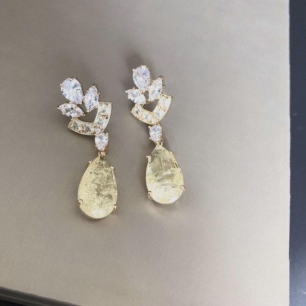 

bilincolor fashion brada cubic zirconia желтая падение серьги для женщин, Silver