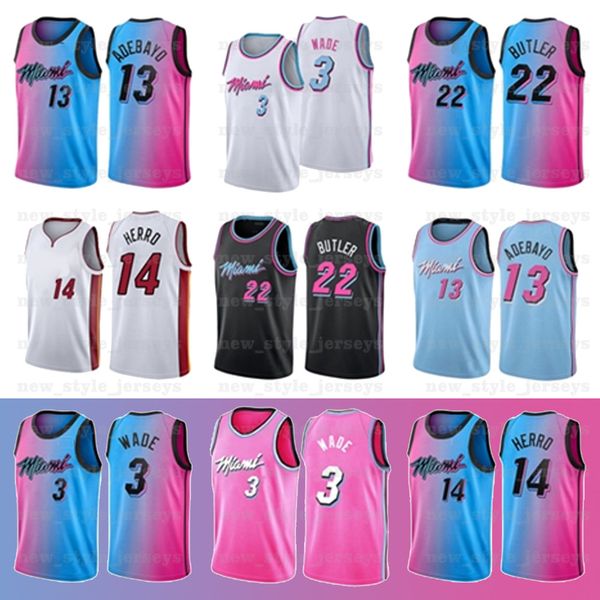 

22 butler jeresy wade jimmy 3 dwayne tyler dwyane pelican herro goran bam dragic adebayo robinson miami heats basketball jersey z4, Black;red