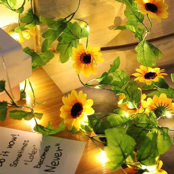 

2m 20led fake sunflower string fairy lights christmas tree wedding party decor sunflower light string sun flower vine led small