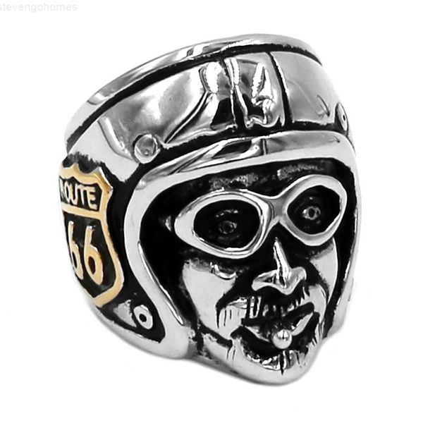 

66 club shipping mc gold route stainless steel jewelry classic ride motorcycle man motor biker men ring wholesale, Silver