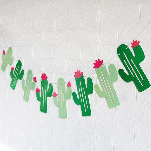 

texas explosion models cactus banner pull flower hawaii theme party pull flag decorative cartoon cactus pull strip birthday banner