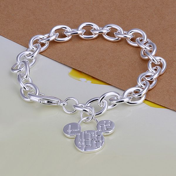 

925 silver cute charm bracelet bangle jewelry for women girl gift, Black