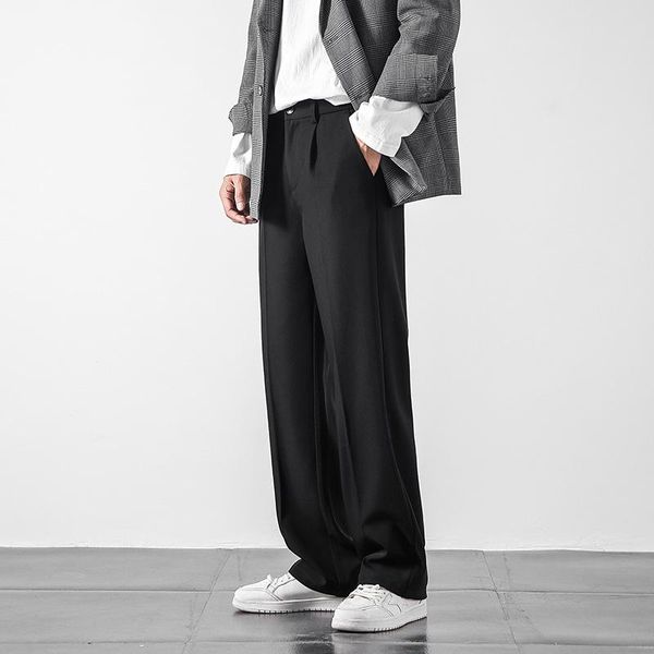 

men's pants firmranch summer/spring men loose straigth leg long casual suit ins japanese&korean style all match trousers, Black