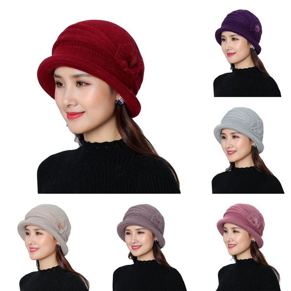 

женщины вязаные шляпы меховые плюшевые мать шапки черенок шапочки шапочки шляпы зима теплые для женского оформления цветов, Blue;gray