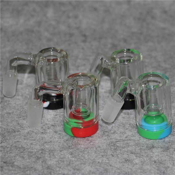 Shisha-Glasbong, Aschefänger, 14 mm, Bubbler, Aschenfänger, 45 90 Grad, Aschenfänger, Wasserpfeifen, Silikonwachsbehälter