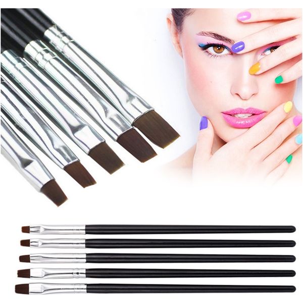 

5pcs nail art brush acrylic uv gel nail art false tips drawing painting flat dotting dot builder brush pen set manicure tools bbytsi