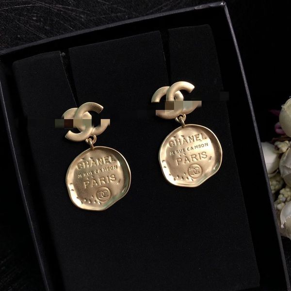 

new retro electroplating letter geometric pendant designer earrings explosive style all-match fashionable personalized earrings, Golden
