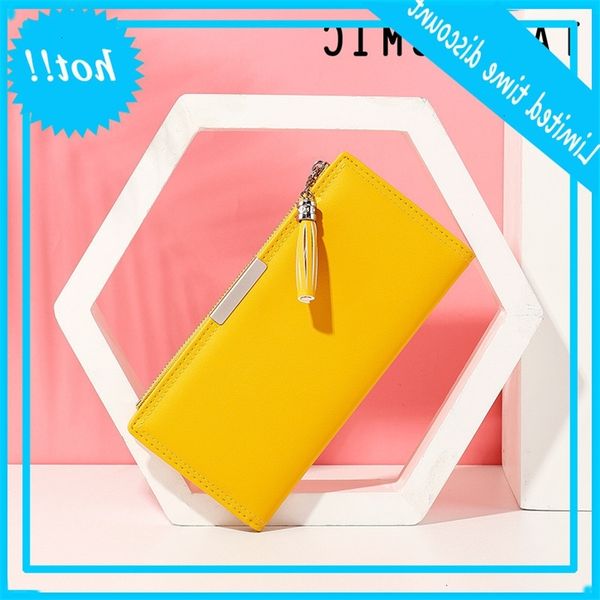 

yueqiankai new fashion pu handbag korean tassel zipper women's long wallet, Red;black