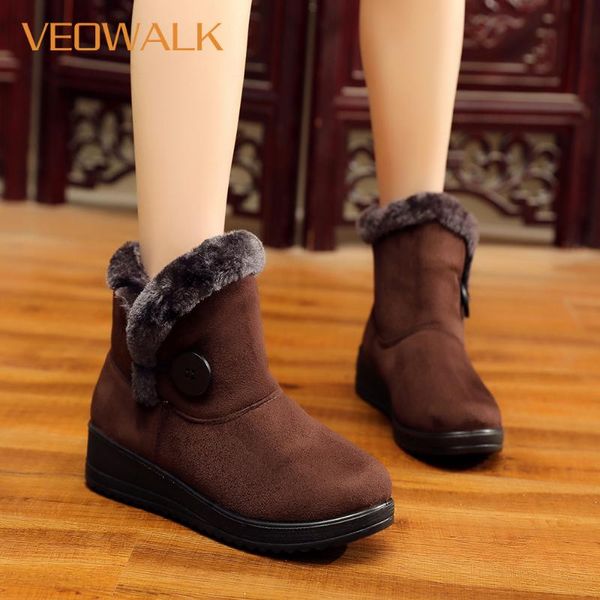 

veowalk зимние женщины короткие плюшевые ботинки на лодыжках дамы классические теплые светлые снежные пинетки нескользящая из искусственной, Black