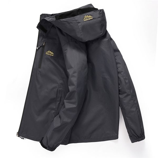 

casual waterproof jacket men spring autumn breathable hooded coat outdoor tourism mountain clothing male windbreaker jacket 201124, Black;brown