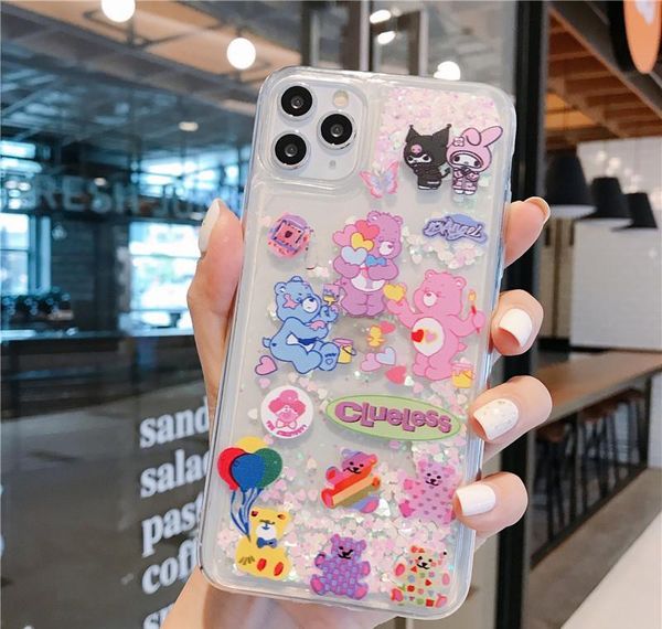 

fashion lovely pretty movie cartoon character glittering flow sequins sand phone case for iphone 12 11 pro x bbyehx packing2010
