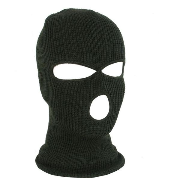 

3 hole full face mask ski mask winter cap balaclava hood motorbike motorcycle helmet full face helmet army tactical mask 2021, Black