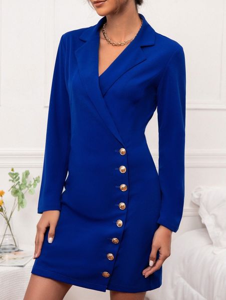

lapel neck single breasted blazer dress g2az#, White;black