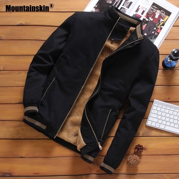 

mountainskin fleece jackets mens pilot bomber jacket warm male fashion baseball hip hop coats slim fit coat brand clothing, Black;brown