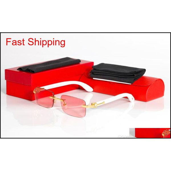 

rimless wooden eyeglasses rectangular optical glasses pink mirrors clear lens white eyeware with box brand fran qylpxl bde_luck, Blue