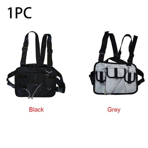 

men women pockets vest type outdoor sports harness chest rig bag adjustable strap fashion street hip hop cross shoulder