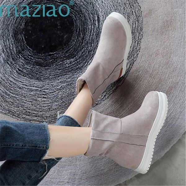 

boots winter height increasing fur warm shoes leather round toe women concise casual maziao1, Black
