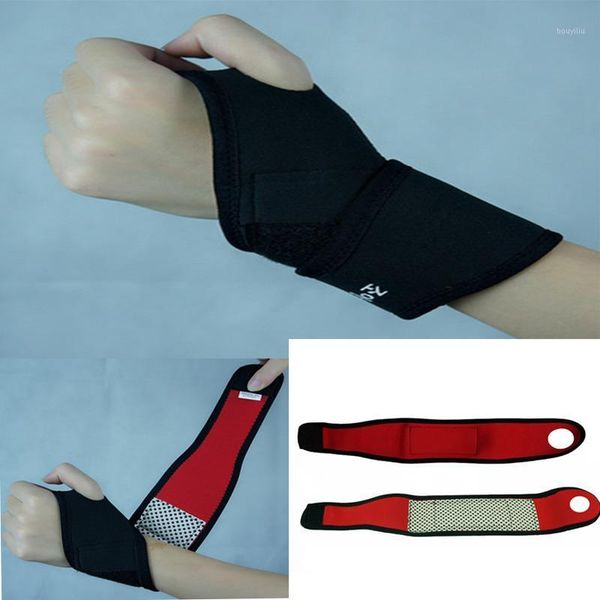 

wrist support 1pcs self-heating magnet brace guard protector band sports sales tourmaline product wristband men winter keep warm1, Black;red