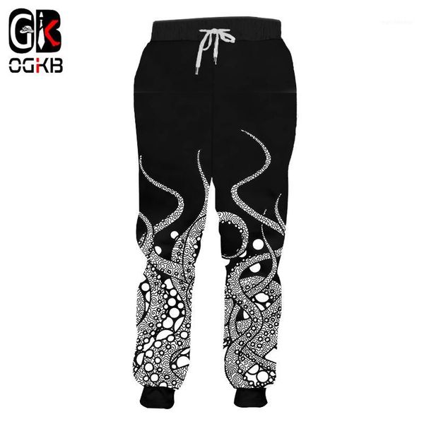

ogkb fall winter full length pants women/men's funny print tentacle ocs 3d sweatpants casual sweat pants pantalon hombre 5xl1, Black