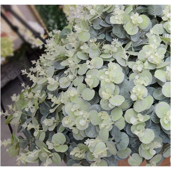 

16 головок eucalyptus листья шелковые искусственные цветы расположение деревьев растение букет из искусственной листвы венок дома diy украше