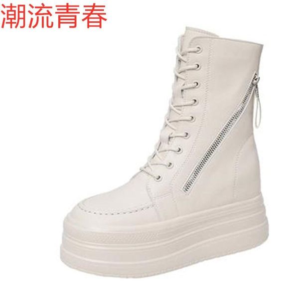 

chunky platform ankle boots for women height increasing black short boots woman autumn winter booties size 34-43